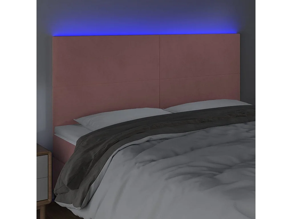 Hoofdbord | Hoofdeinde LED 200x5x118/128 cm fluweel roze