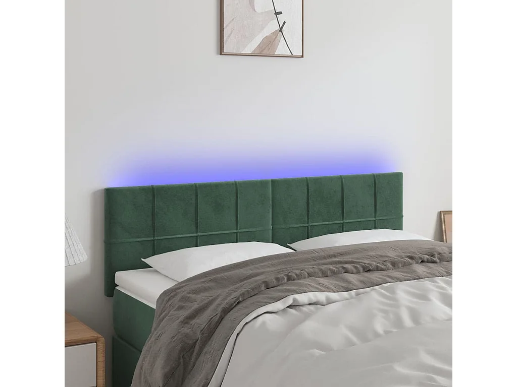 Hoofdbord | Hoofdeinde LED 144x5x78/88 cm fluweel donkergroen