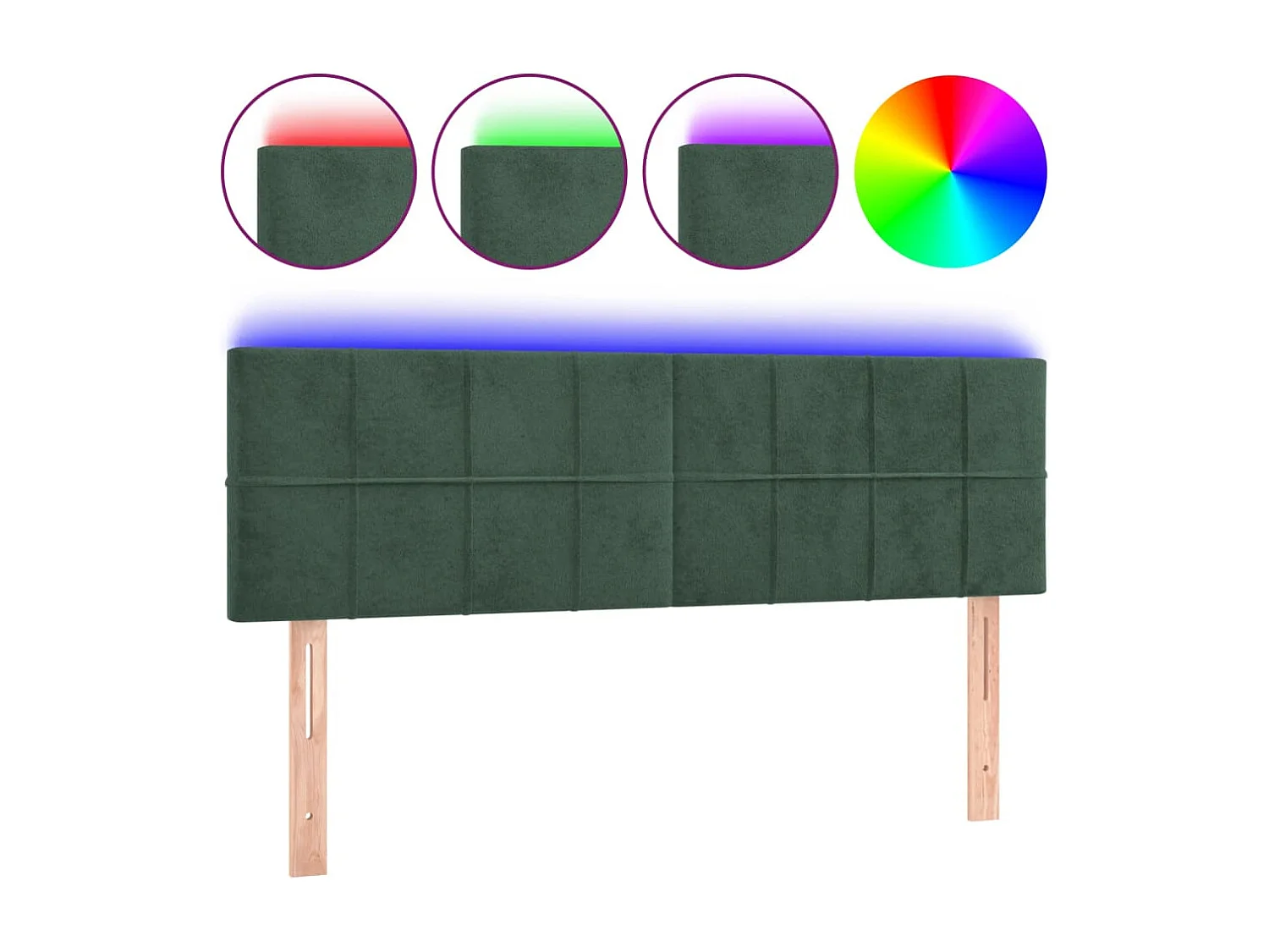 Hoofdbord | Hoofdeinde LED 144x5x78/88 cm fluweel donkergroen