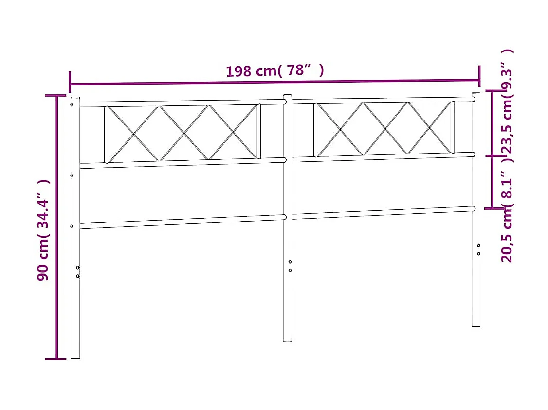Mueble cabecero | Cabezal de cama | Cabecero de metal negro 193 cm