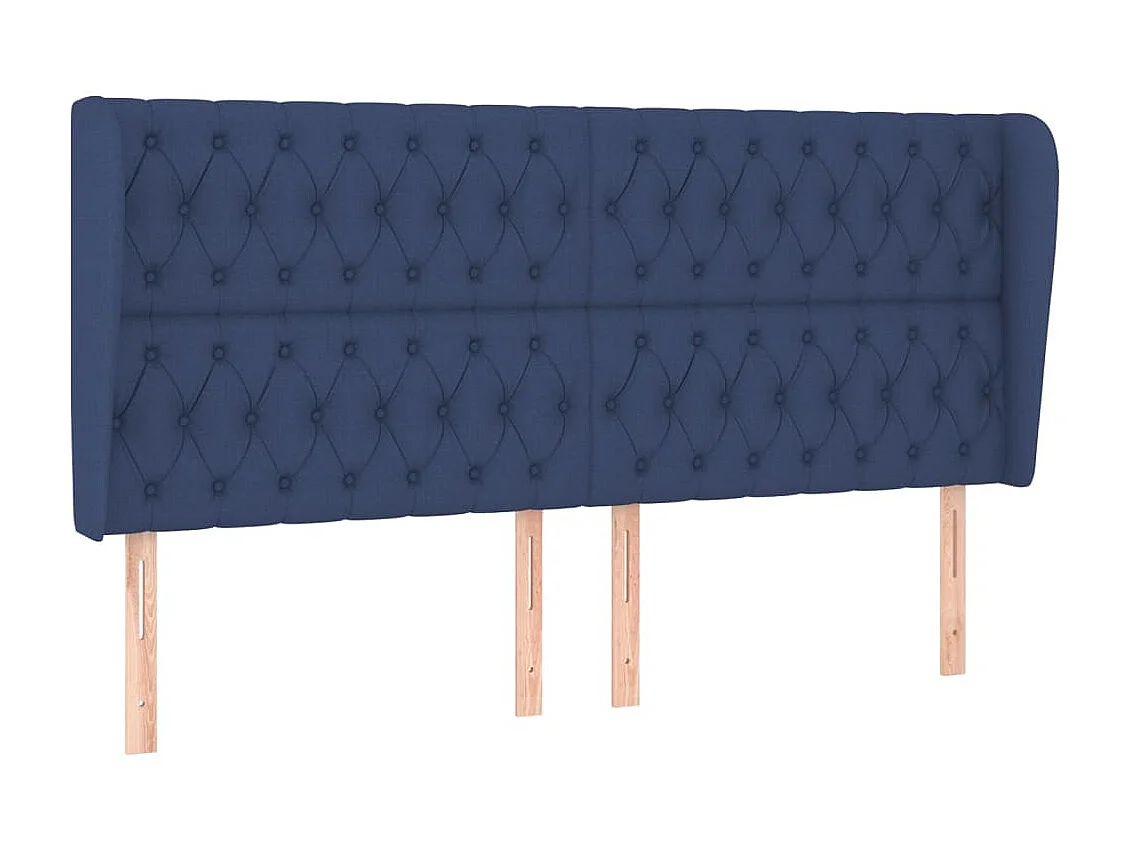 Tête de Lit | Panneau de tête pour lit Moderne avec oreilles Bleu 203x23x118/128 cm Tissu