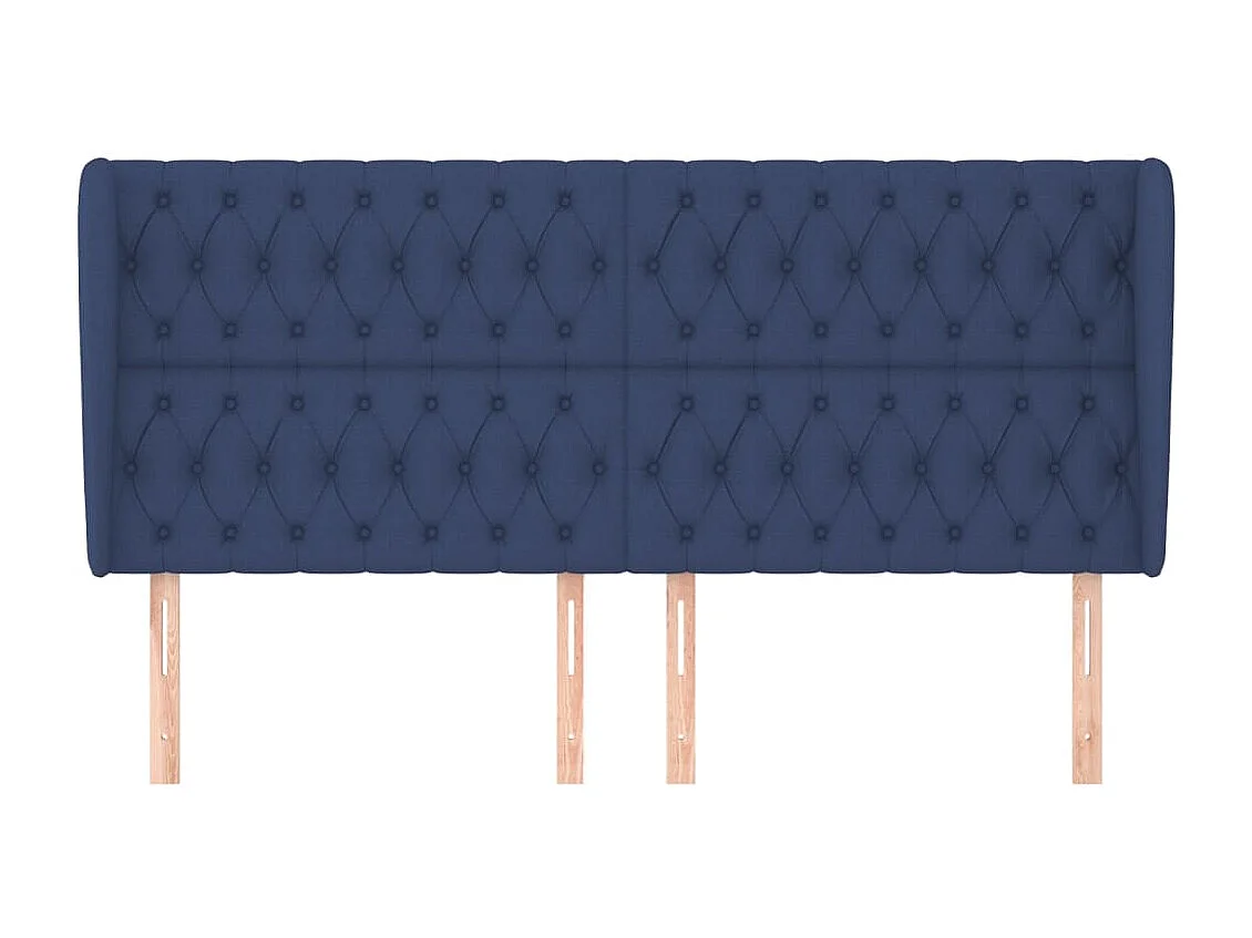 Tête de Lit | Panneau de tête pour lit Moderne avec oreilles Bleu 203x23x118/128 cm Tissu