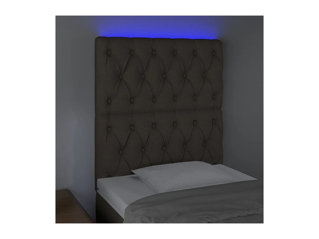 Cabecero | Cabezal de Cama | Mueble cabecero con luces LED tela gris taupe 80x7x118/128 cm