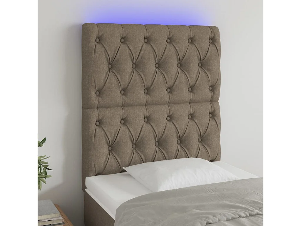 Tête de Lit | Panneau de tête pour lit Moderne à LED Taupe 80x7x118/128 cm Tissu
