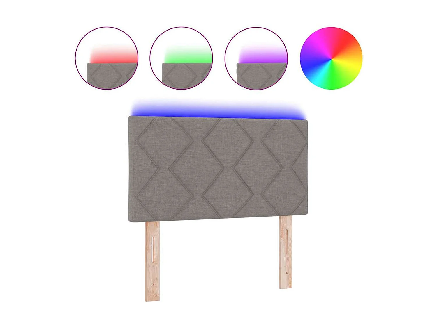 Tête de Lit | Panneau de tête pour lit Moderne avec des lumières à LED Réglable Taupe 80 cm tissu