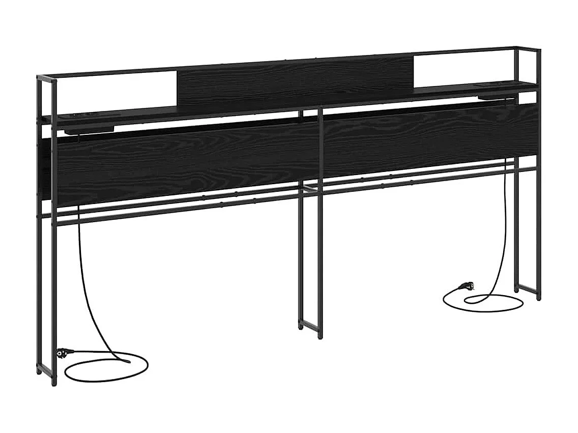 Mueble cabecero con almacenamiento | Cabecera de almacenamiento con estante Roble negro 180 cm