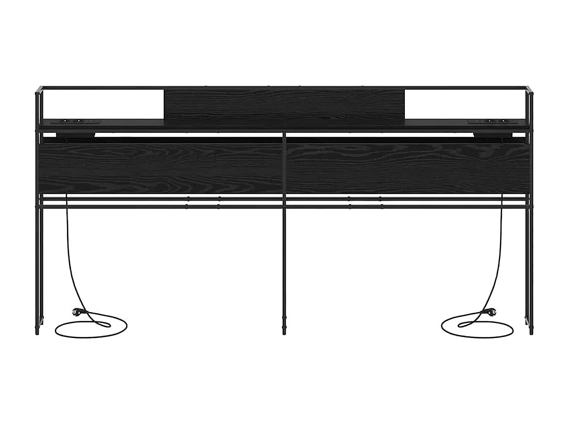 Mueble cabecero con almacenamiento | Cabecera de almacenamiento con estante Roble negro 180 cm