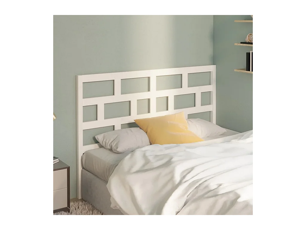 Tête de Lit | Panneau de tête pour lit Moderne Blanc 146x4x100 cm Bois massif de pin