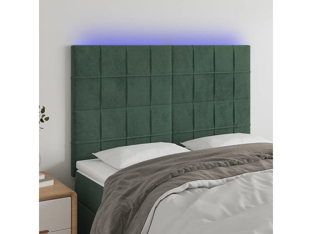 Hoofdbord | Hoofdeinde LED 144x5x118/128 cm fluweel donkergroen