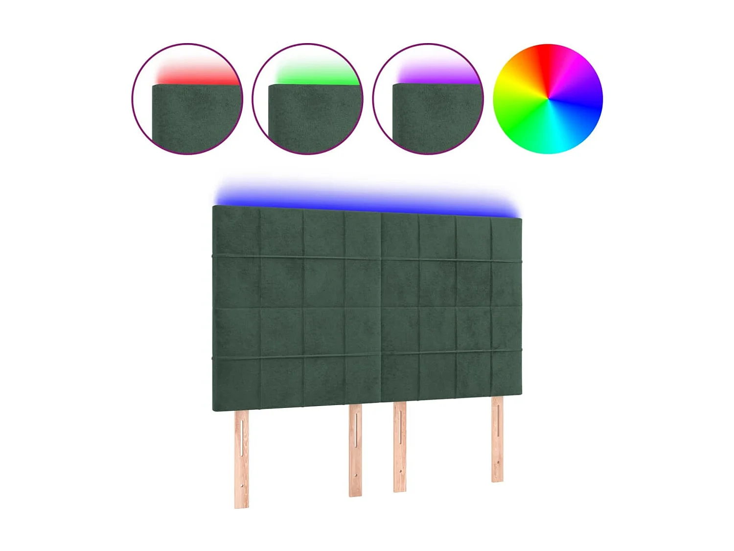 Hoofdbord | Hoofdeinde LED 144x5x118/128 cm fluweel donkergroen
