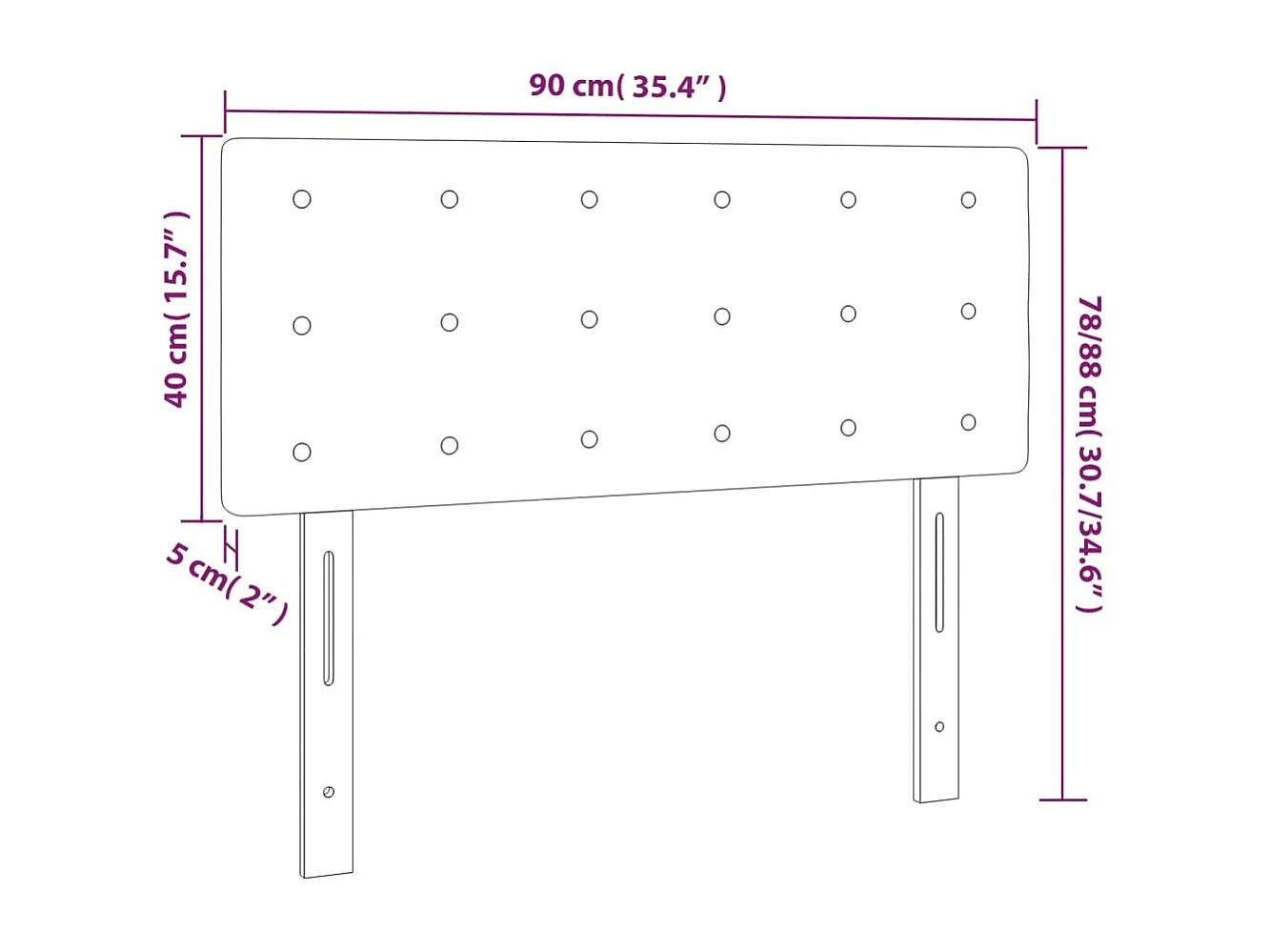 Cabecero | Cabezal de Cama | Mueble cabecero con LED de terciopelo rosa 90x5x78/88 cm