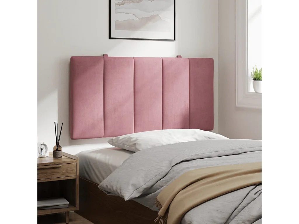 Tête de lit | Coussin de tête de lit | Tête de lit décoratif rose 100 cm velours