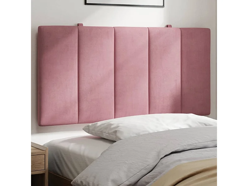 Cabecero de Cama | Cabezal de cama | Mueble de cabecero acolchado Hanko terciopelo rosa 100 cm