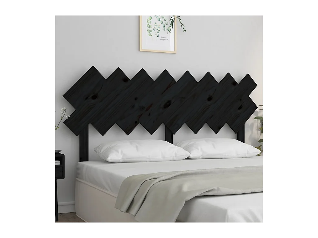 Tête de Lit | Panneau de tête pour lit Moderne Noir 159,5x3x80,5 cm Bois massif de pin