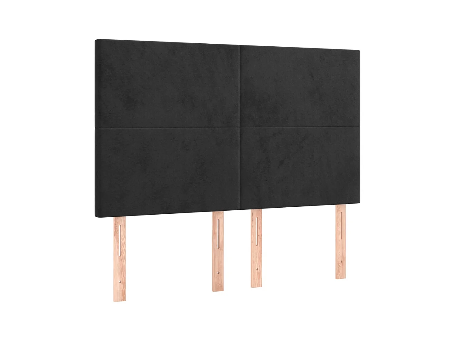 Cabeceros | Cabezal de cama | Mueble de cabecero 4 unidades terciopelo negro 72x5x78/88 cm