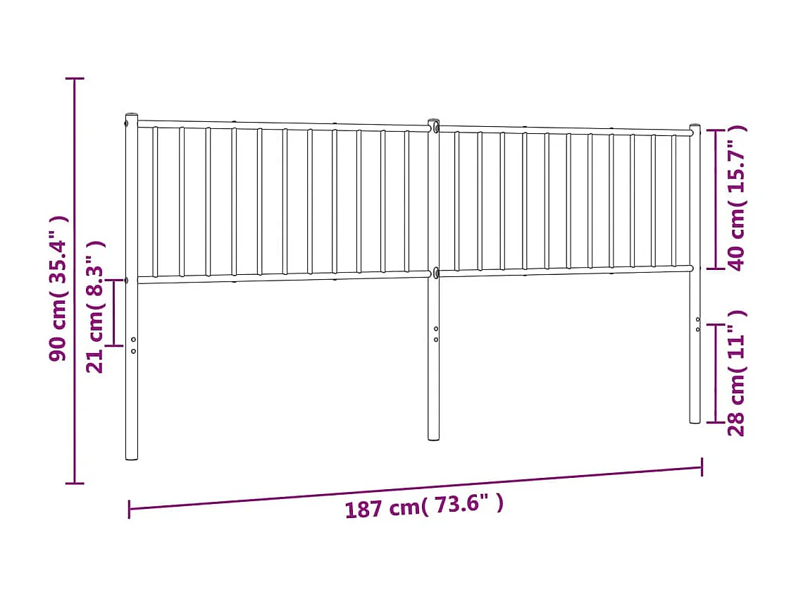 Mueble cabecero | Cabezal de cama | Cabecero de metal blanco 180 cm