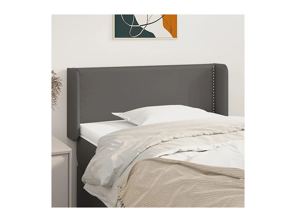 Mueble cabecero | Cabezal de cama | Cabecero de cuero sintético gris 93x16x78/88 cm