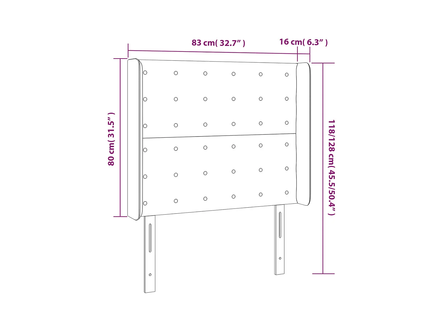 Cabecero | Cabezal de Cama | Mueble cabecero con LED cuero sintético negro 83x16x118/128 cm