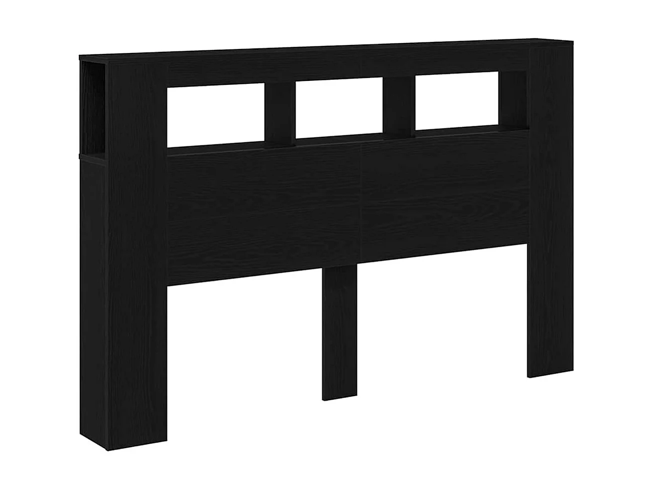 Mueble cabecero | Cabecero | Cabezal de cama LED con estante Roble negro 160 x 18.5 x 103.5 cm