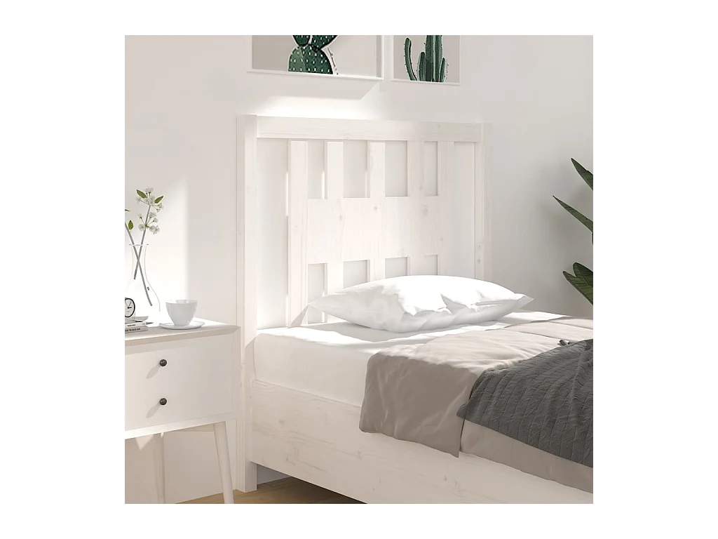 Mueble cabecero | Cabecero | Cabezal de cama madera maciza de pino blanco 96x4x100 cm