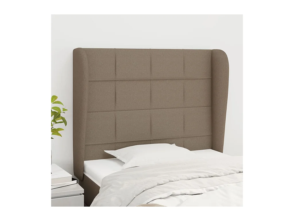 Tête de Lit | Panneau de tête pour lit Moderne avec oreilles Taupe 103x23x118/128 cm Tissu