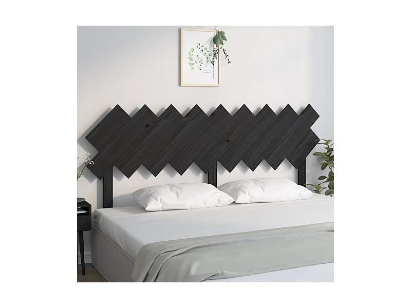 Tête de Lit | Panneau de tête pour lit Moderne Noir 178x3x80,5 cm Bois massif de pin
