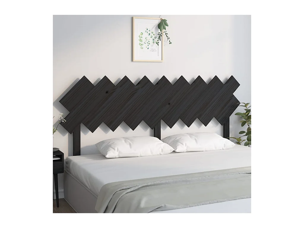 Tête de Lit | Panneau de tête pour lit Moderne Noir 178x3x80,5 cm Bois massif de pin