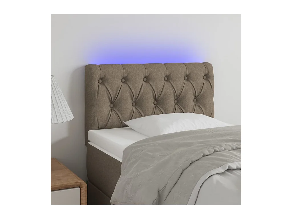 Tête de Lit | Panneau de tête pour lit Moderne à LED Taupe 80x7x78/88 cm Tissu