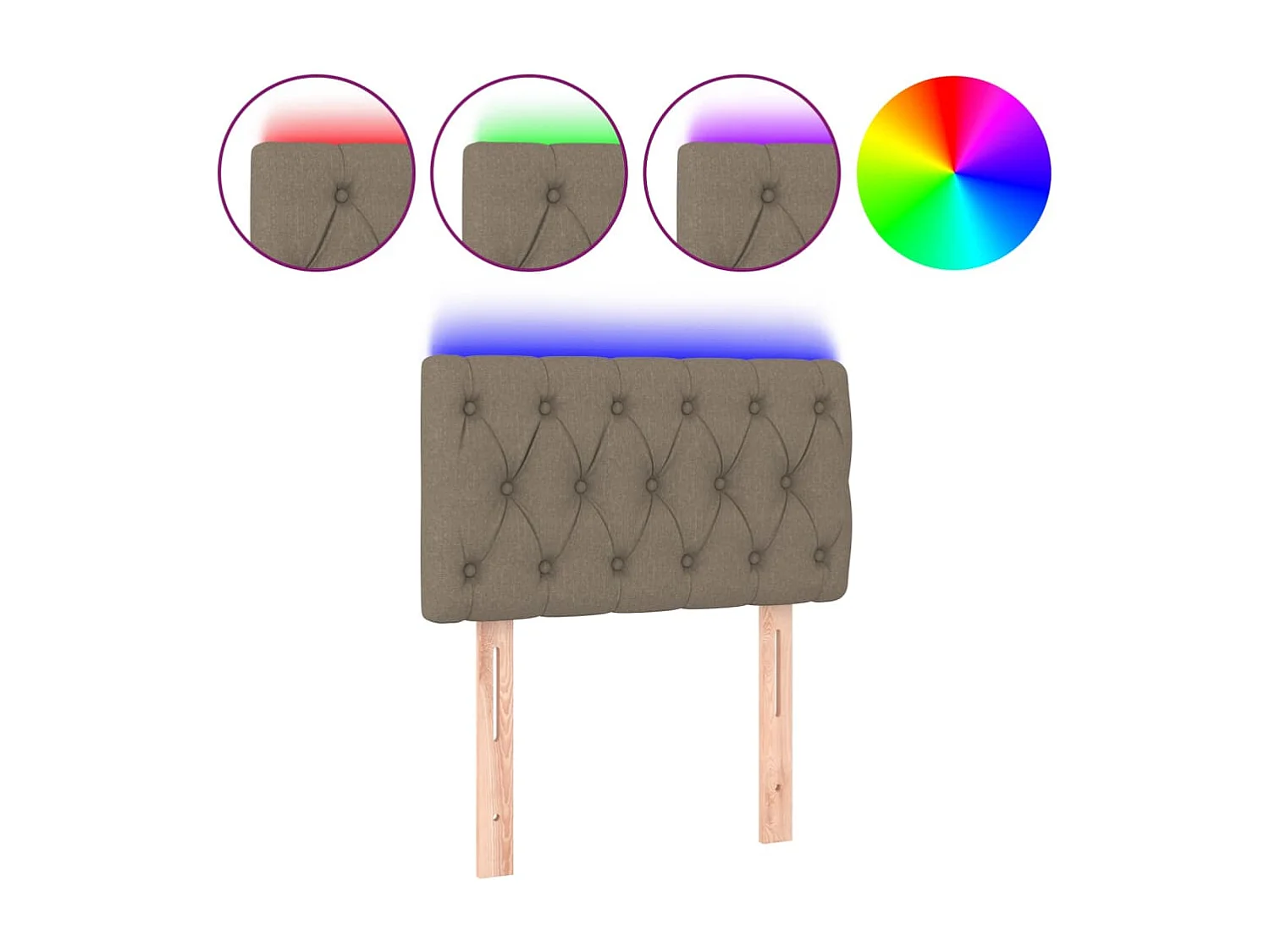 Tête de Lit | Panneau de tête pour lit Moderne à LED Taupe 80x7x78/88 cm Tissu