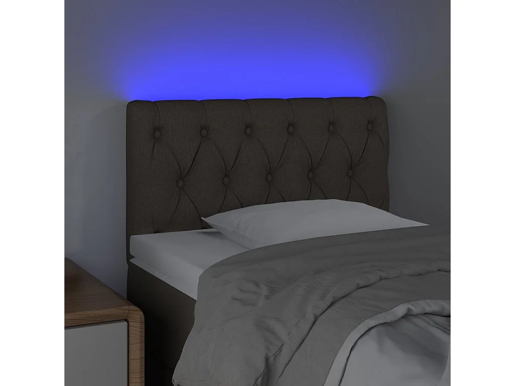 Tête de Lit | Panneau de tête pour lit Moderne à LED Taupe 80x7x78/88 cm Tissu