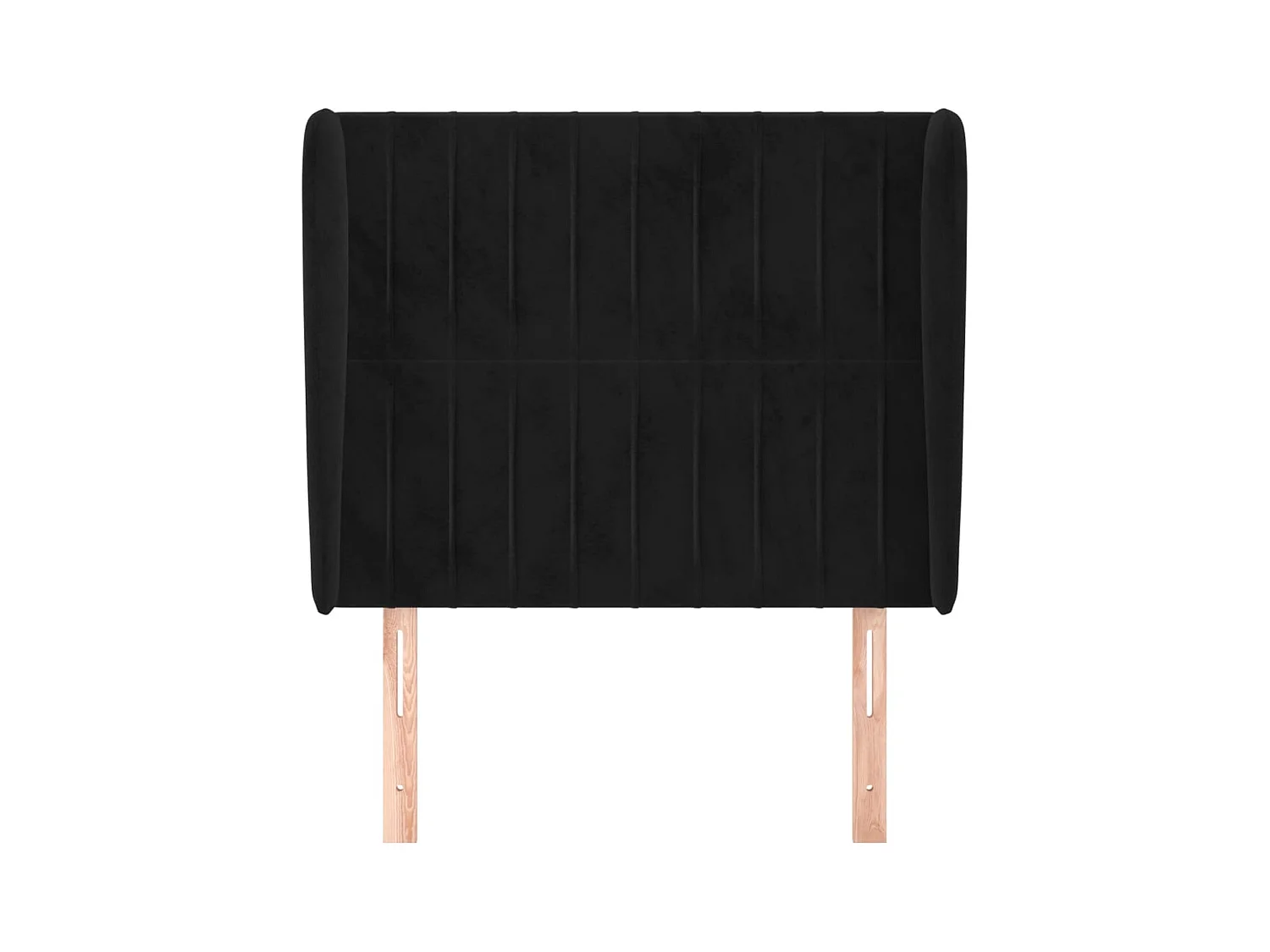 Cabecero | Cabezal de Cama | Mueble cabecero con orejas de terciopelo negro 83x23x118/128 cm
