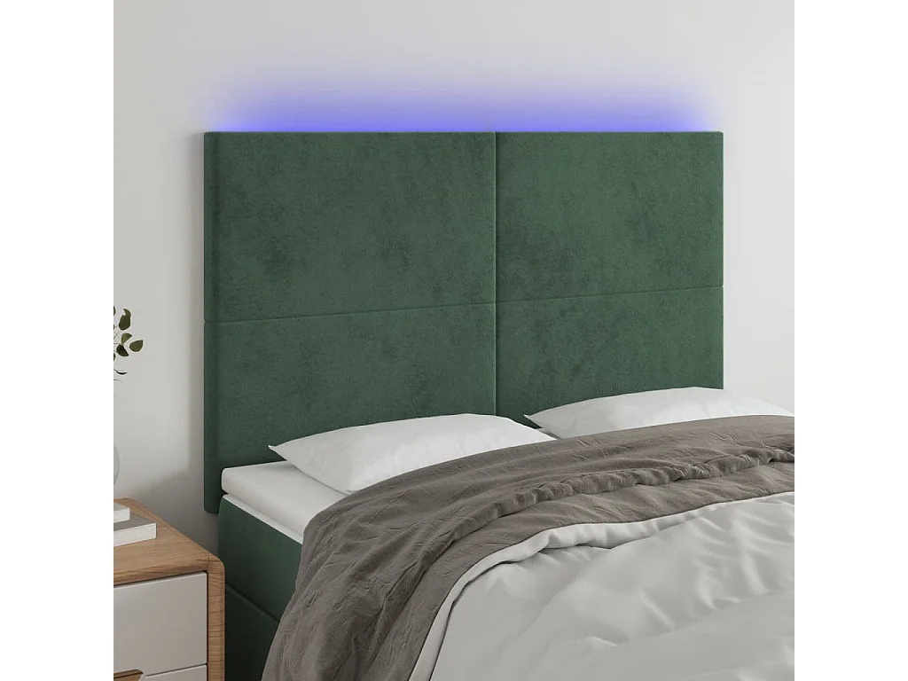 Hoofdbord | Hoofdeinde LED 144x5x118/128 cm fluweel donkergroen