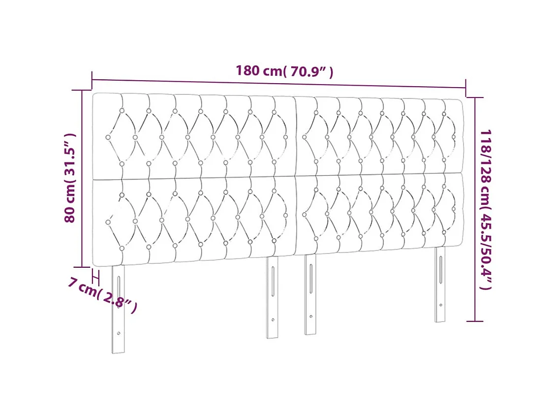 Cabeceros | Cabezal de cama | Mueble de cabecero 4 unidades de terciopelo gris claro 90x7x78/88 cm