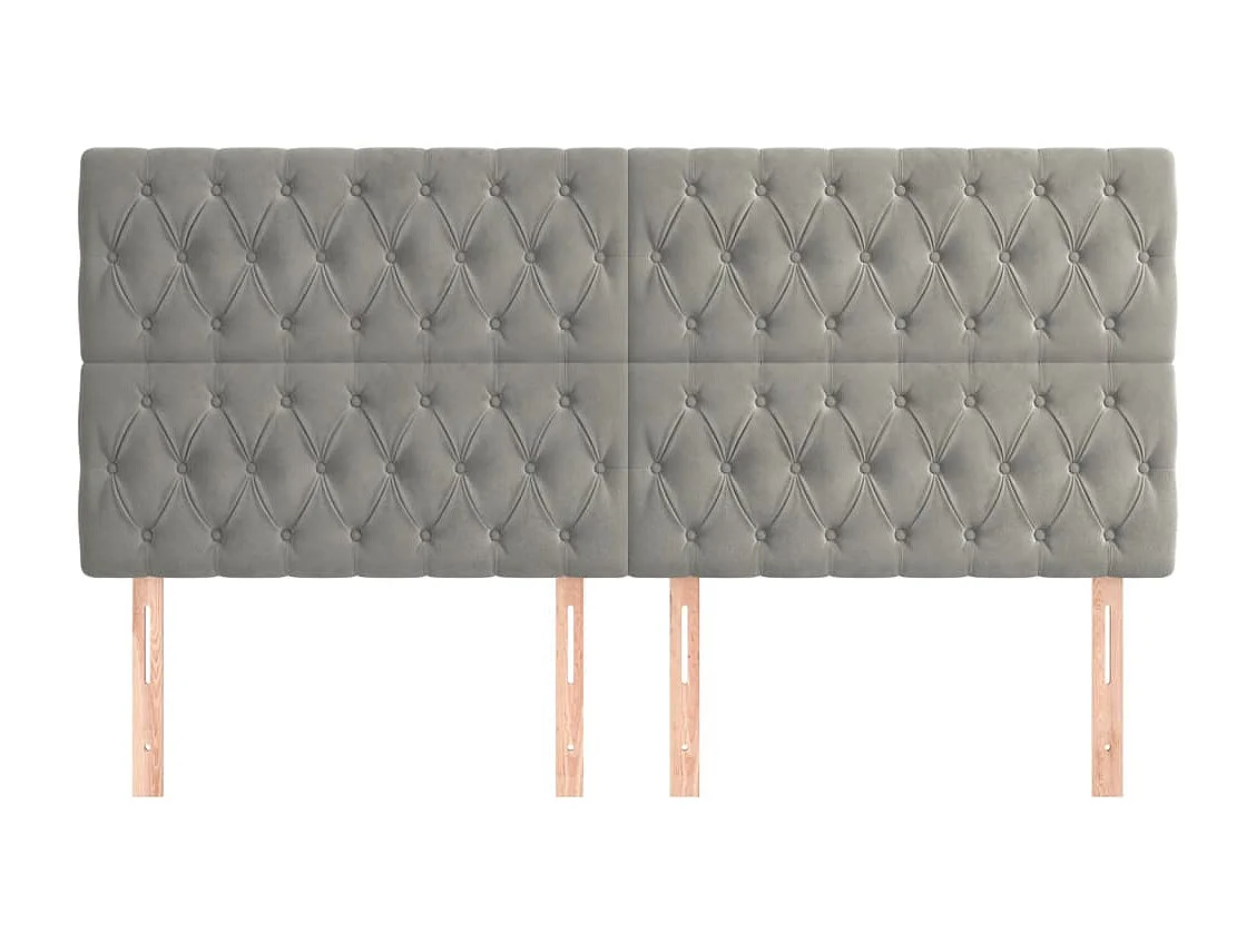 Cabeceros | Cabezal de cama | Mueble de cabecero 4 unidades de terciopelo gris claro 90x7x78/88 cm