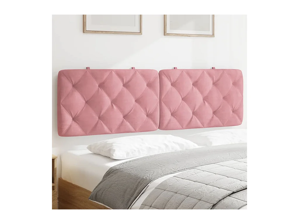 Cabecero de Cama | Cabezal de cama | Mueble de cabecero acolchado terciopelo rosa 160 cm