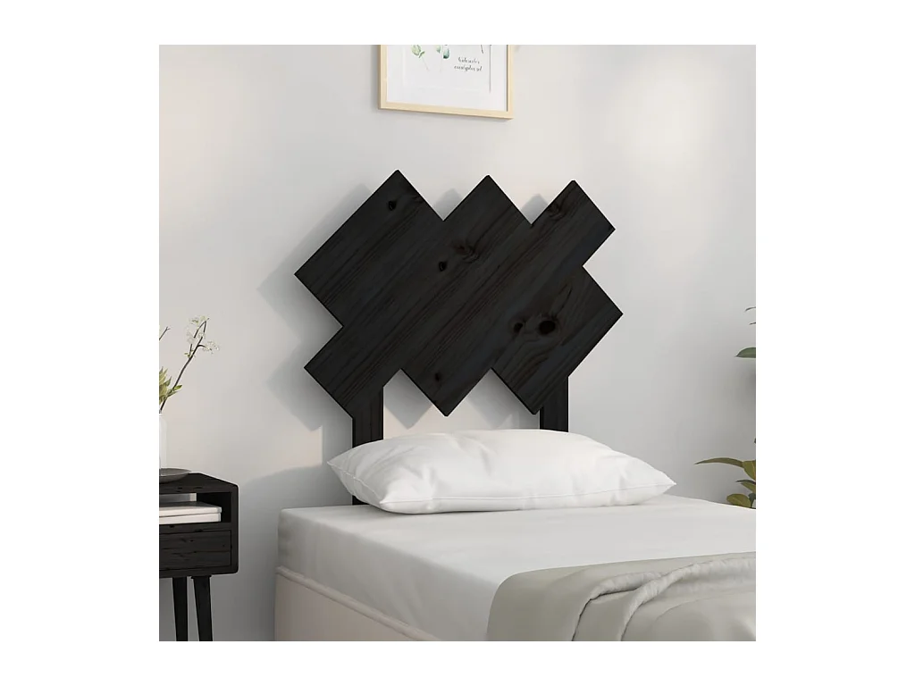 Cabecero de Cama | Cabezal de cama | Mueble de cabecero madera maciza de pino negro 72,5x3x81 cm