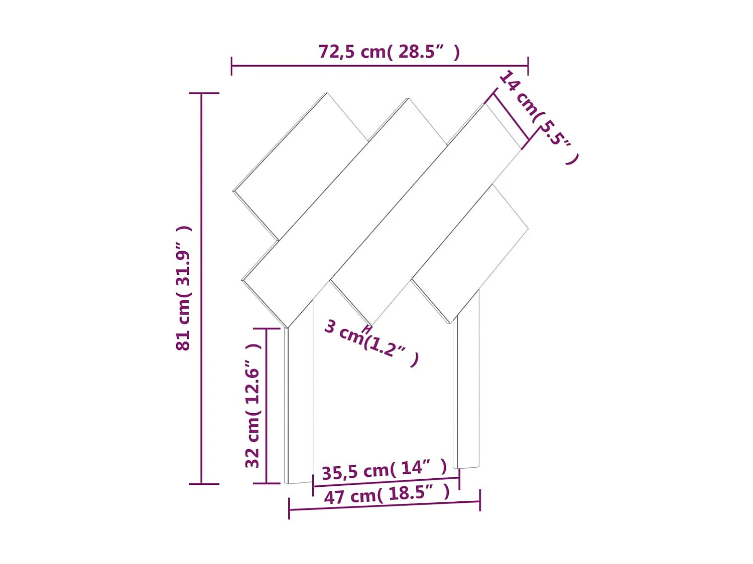 Cabecero de Cama | Cabezal de cama | Mueble de cabecero madera maciza de pino negro 72,5x3x81 cm