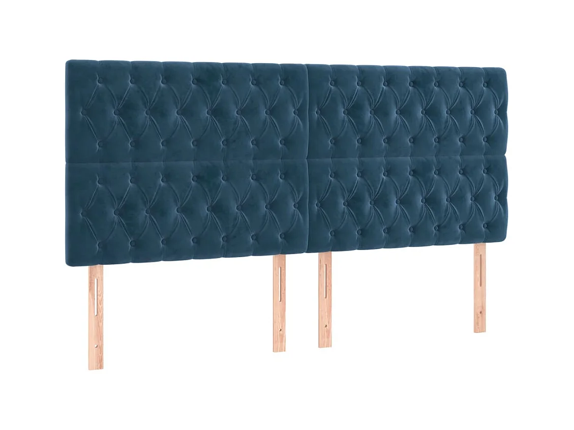 Têtes de lit | Panneaux de tête pour lit Moderne 4 pcs Bleu foncé 90x7x78/88 cm Velours