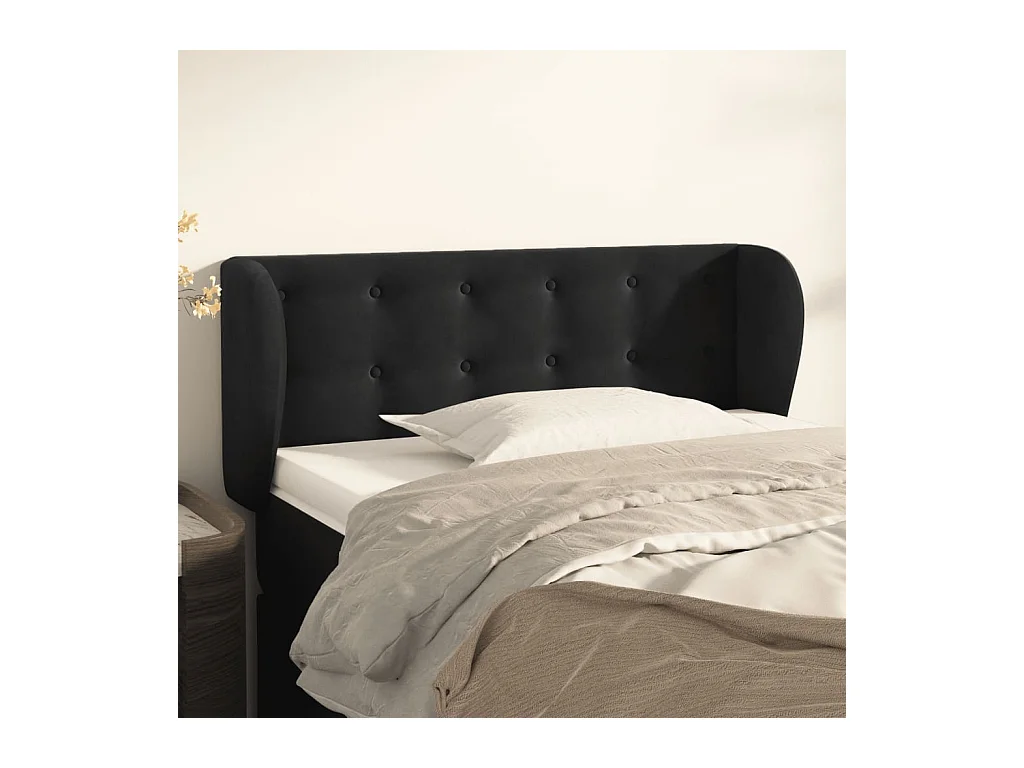 Mueble cabecero | Cabezal de cama | Cabecero de terciopelo negro 83x23x78/88 cm