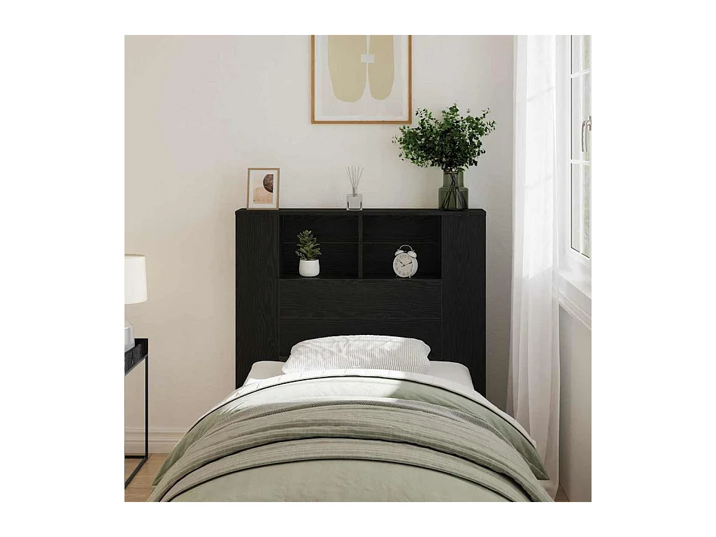 Mueble cabecero | Cabezal de cama | Cabecero de armario Roble negro 100 x 19 x 104.5 cm