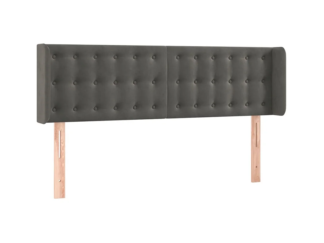 Cabecero | Cabezal de Cama | Mueble cabecero con LED de terciopelo gris oscuro 147x16x78/88 cm