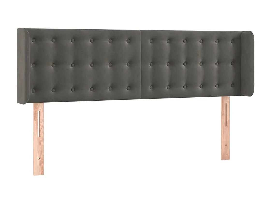 Hoofdbord | Hoofdeinde LED 147x16x78/88 cm fluweel donkergrijs