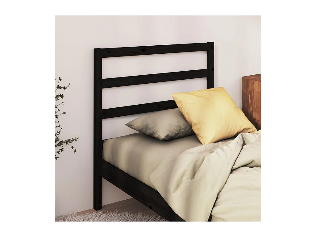 Cabecero de Cama | Cabezal de cama | Mueble de cabecero madera maciza de pino negro 95x4x100 cm