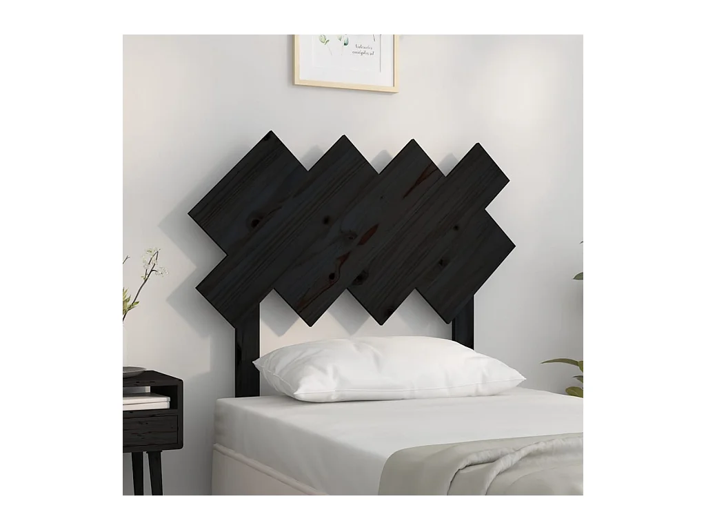 Cabecero de Cama | Cabezal de cama | Mueble de cabecero madera maciza de pino negro 92x3x81 cm