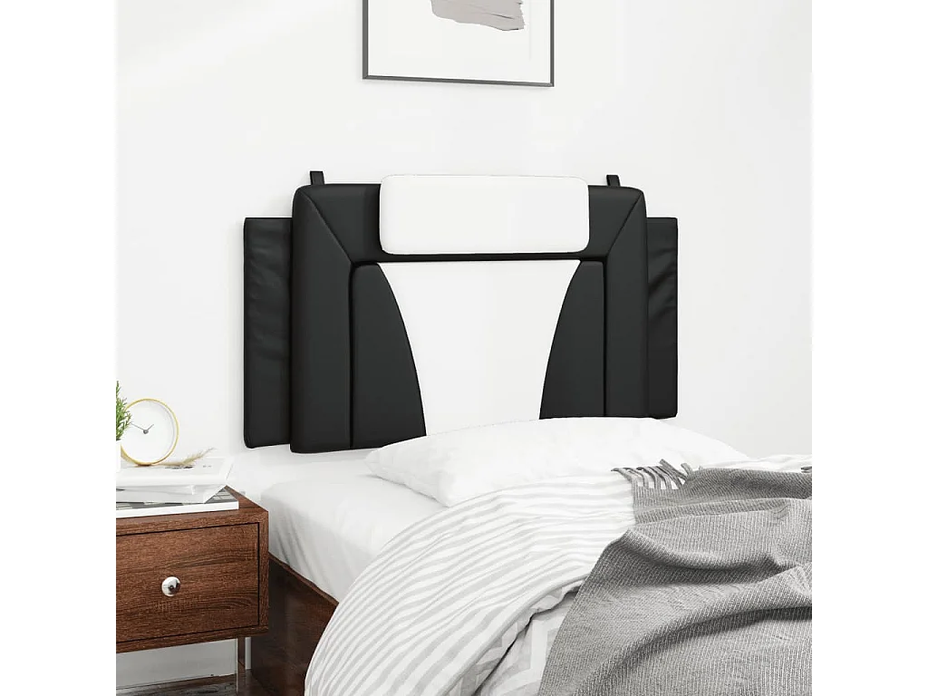 Tête de lit | Coussin de tête de lit | Tête de lit décoratif noir et blanc 100 cm similicuir