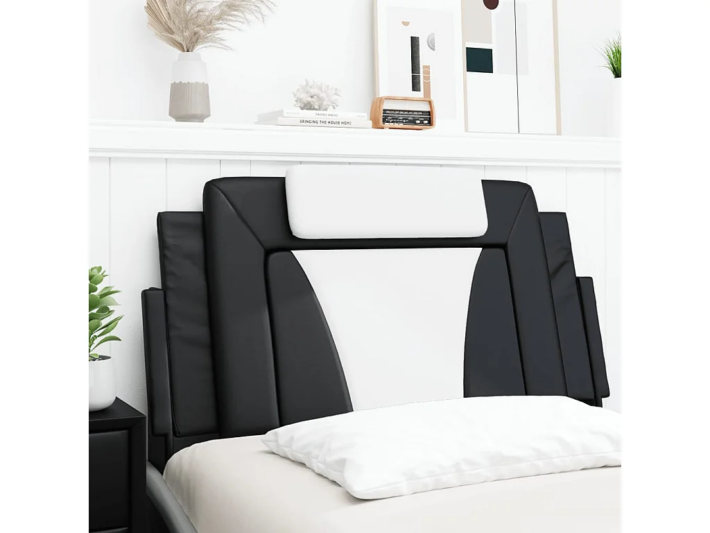 Tête de lit | Coussin de tête de lit | Tête de lit décoratif noir et blanc 100 cm similicuir