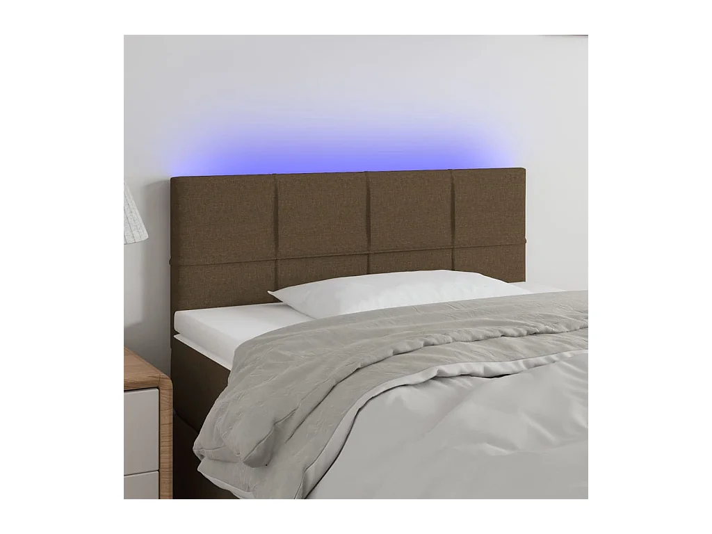Mueble cabecero | Cabezal de cama | Cabecero con LED de tela marrón oscuro 80x5x78/88 cm