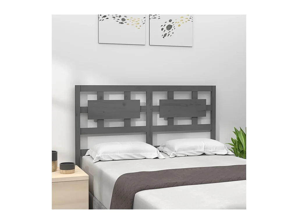 Cabecero de Cama | Cabezal de cama | Mueble de cabecero madera maciza de pino gris 125,5x4x100 cm