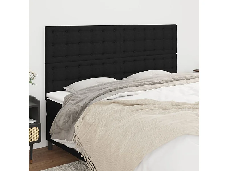Têtes de lit | Panneaux de tête pour lit Moderne 4 pcs Noir 90x5x78/88 cm Tissu