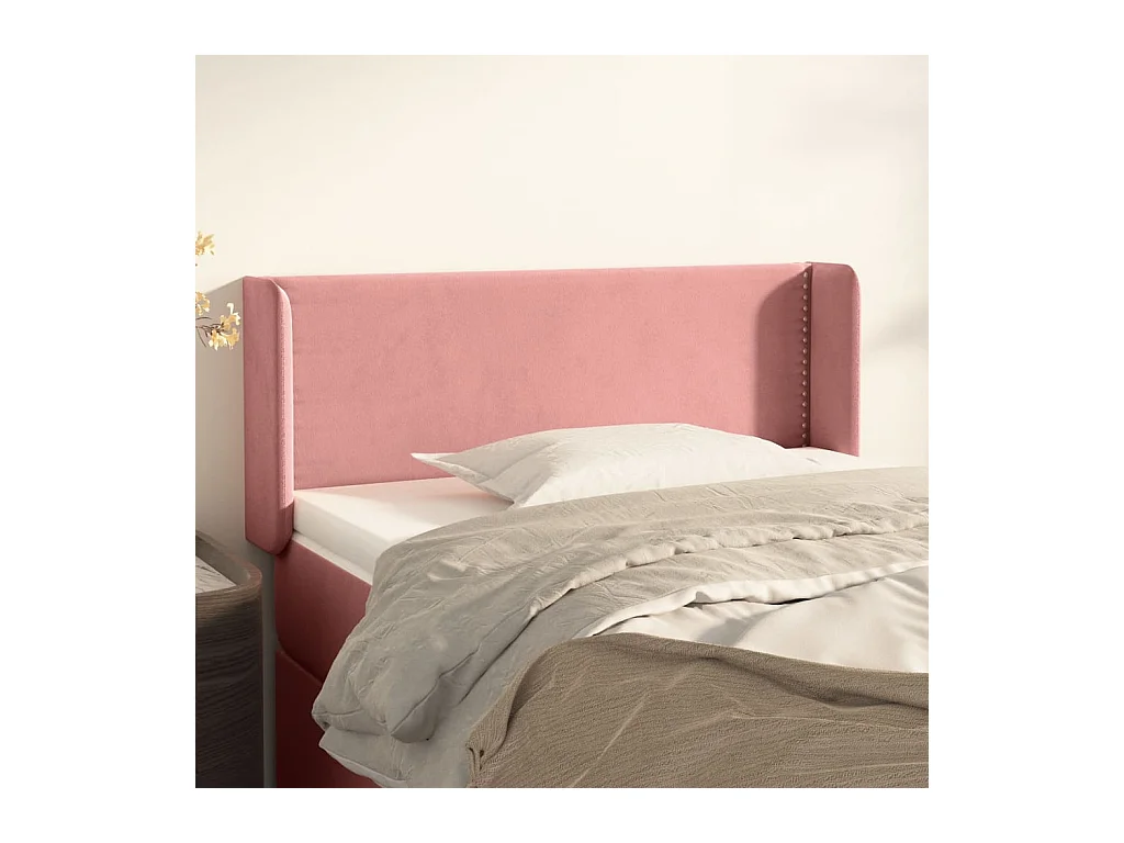 Mueble cabecero | Cabezal de cama | Cabecero de terciopelo rosa 103x16x78/88 cm